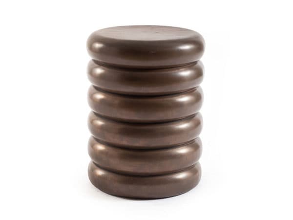 Sold - Ribbed Stool In Polished Bronze - Rubbish Interiors Inc.