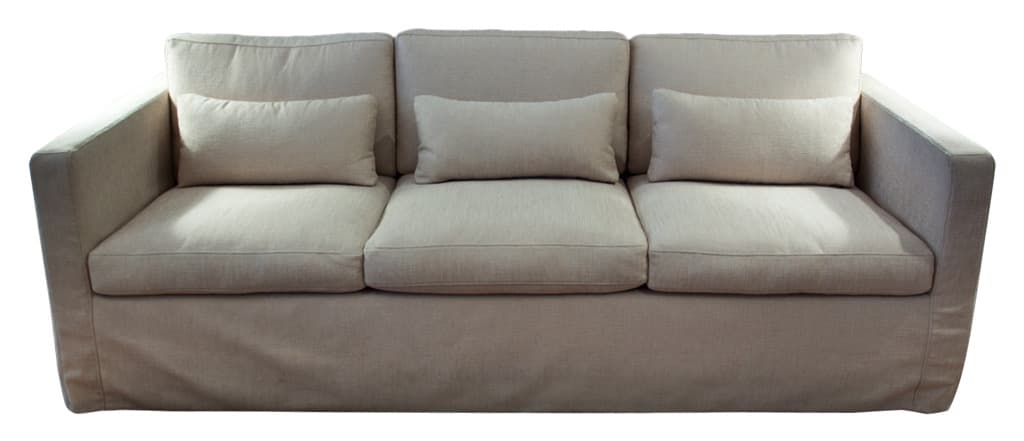 Sold - RUBBISH INTERIORS CUSTOM MODERN SKIRTED TUXEDO SOFA - Rubbish Interiors Inc.