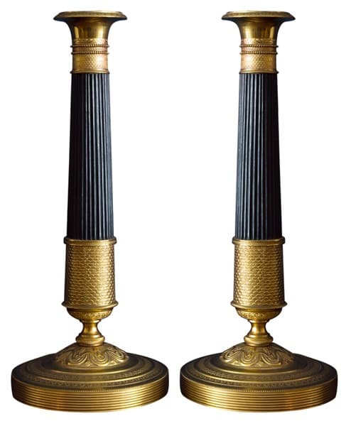 Sold - 19th Century Bronze Candlesticks, Pair - Rubbish Interiors Inc.