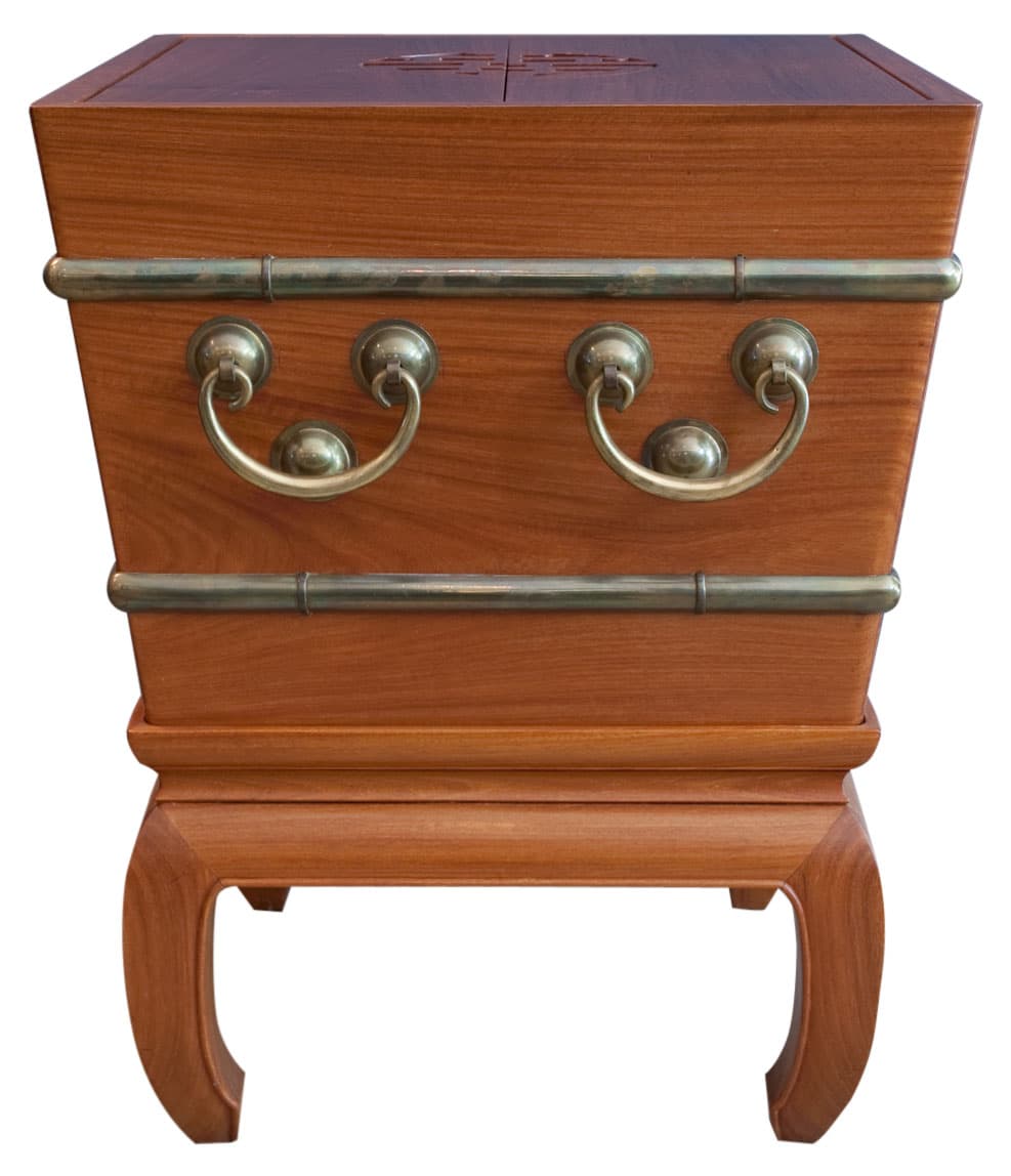 Sold - Large Asian Ice Chest / Planter / Side Table With Brass Handles - Rubbish Interiors Inc.