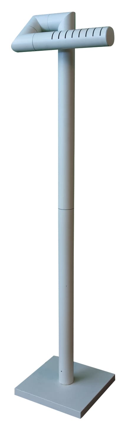 Sold - Tubular Floor Lamp in Satin White Finish Circa 1980s - Rubbish Interiors Inc.