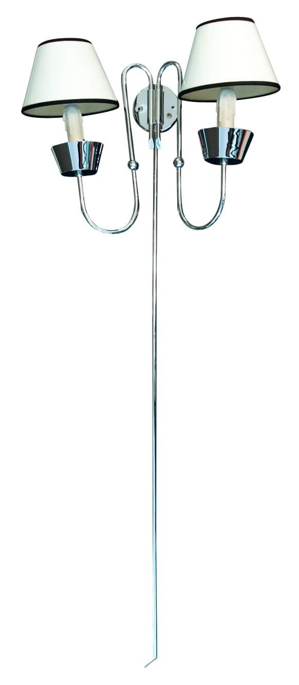 Sold - Large Two Arm Chrome Wall Sconce Custom Shade - Rubbish Interiors Inc.