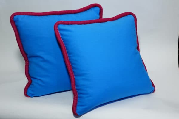 Pillows & Textiles - Blue Pillows, Red Piping - Rubbish Interiors Inc.