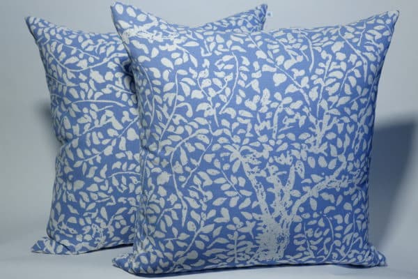 Sold - Blue patterned Pillows, pair - Rubbish Interiors Inc.