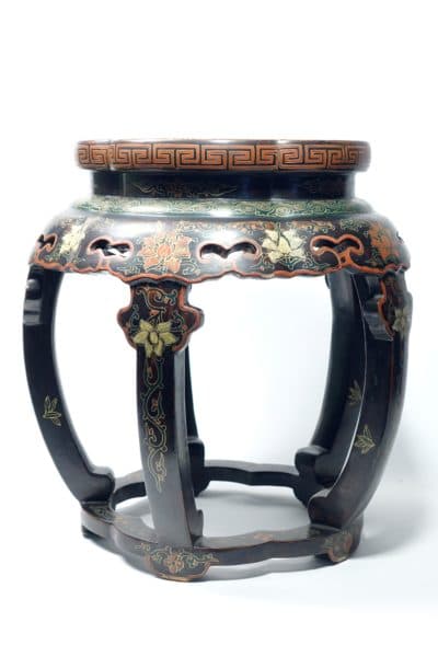 Sold - Round Hand-Painted Asian Table - 7522 - Rubbish Interiors Inc.