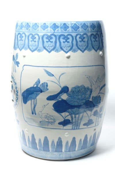 Accessories, Sold - Blue & White Asian Garden Stool/ Side Table - 9357 - Rubbish Interiors Inc.