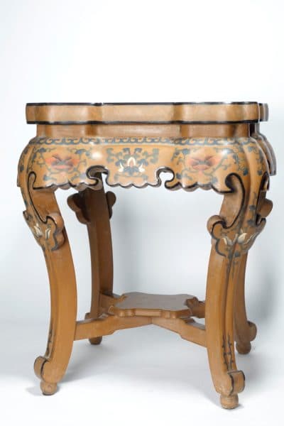 Sold - Square Top Hand-Painted Asian Table - Rubbish Interiors Inc.