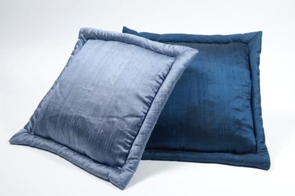 Sold - Square Silk Pillows, Pale Blue / Dark Blue - Rubbish Interiors Inc.