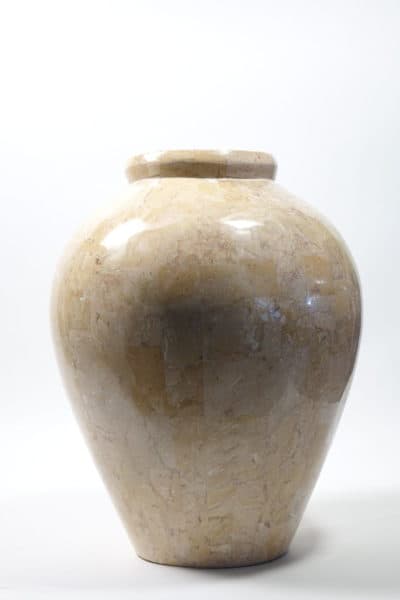 Accessories - Large Pink/Sand Colored Tessellated Marble Jar - 7547 - Rubbish Interiors Inc.