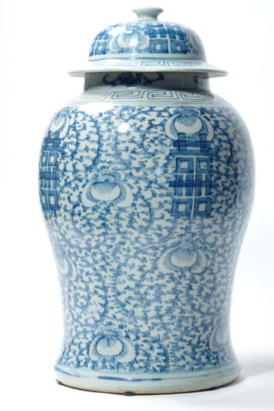 Accessories - Antique Asian Blue & White Ginger Jar, with Lid - 7035 - Rubbish Interiors Inc.