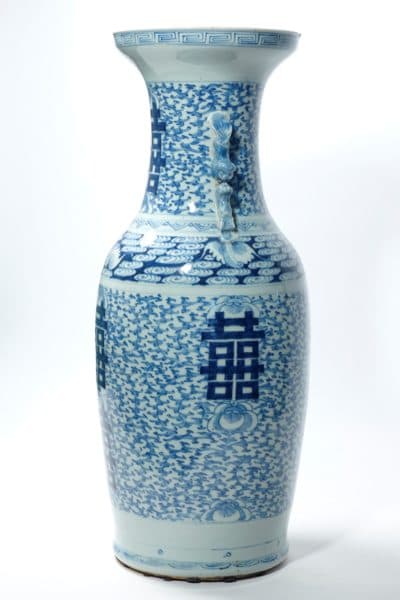 Sold - Large Antique Blue & White Asian Vase - 8519 - Rubbish Interiors Inc.