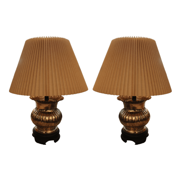 Sold - VINTAGE Silvered Metal Table Lamps - 8926 - Rubbish Interiors Inc.
