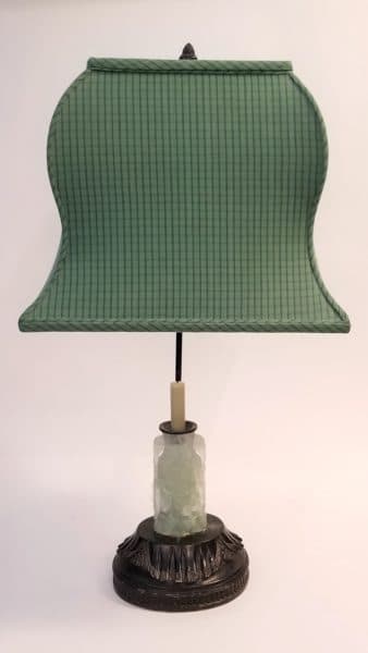 Lighting - Jade, Silver, Lamp on Black Wood Base, w/ Custom Shade- 10413 - Rubbish Interiors Inc.