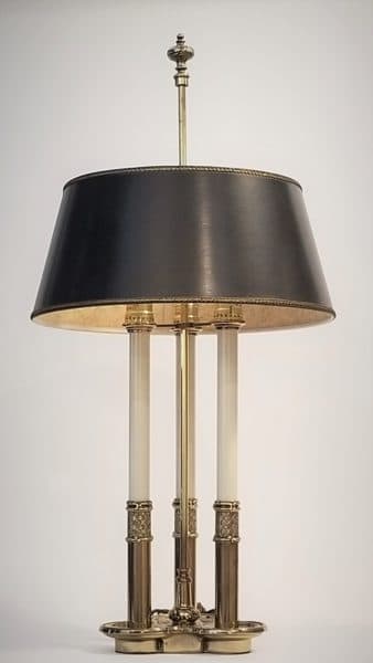 Sold - Brass/Candle Lamp w/ Black Shade- 2519 - Rubbish Interiors Inc.