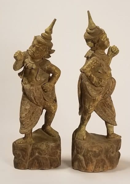 Art, Sold - 19th Century Wooden Carved Burmese/Thai Figurines, a Pair - 9270 - Rubbish Interiors Inc.