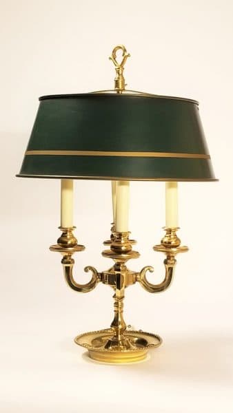 Lighting - Green Tole Table Lamp, Metal Shade - 10056 - Rubbish Interiors Inc.