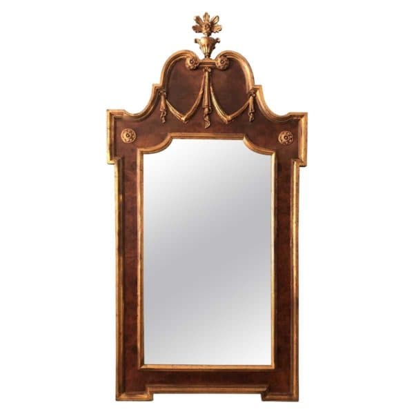 Mirrors - Large Carved Italian Mirror, Gold Leaf, Burl Wood - 8968 - Rubbish Interiors Inc.
