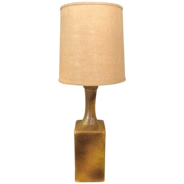 Sold - Glazed Table Lamp, 1950's - Rubbish Interiors Inc.