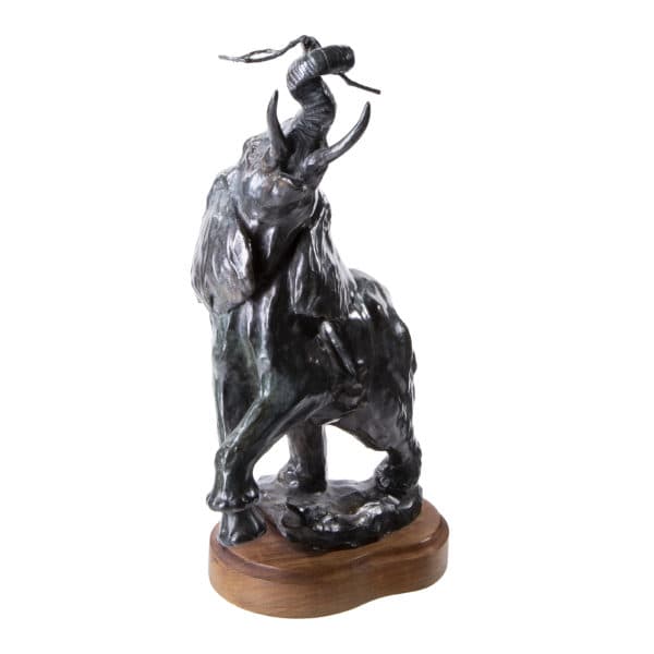 Art, Sold - Bronze Elephant Sculpture on Wood base - Rubbish Interiors Inc.