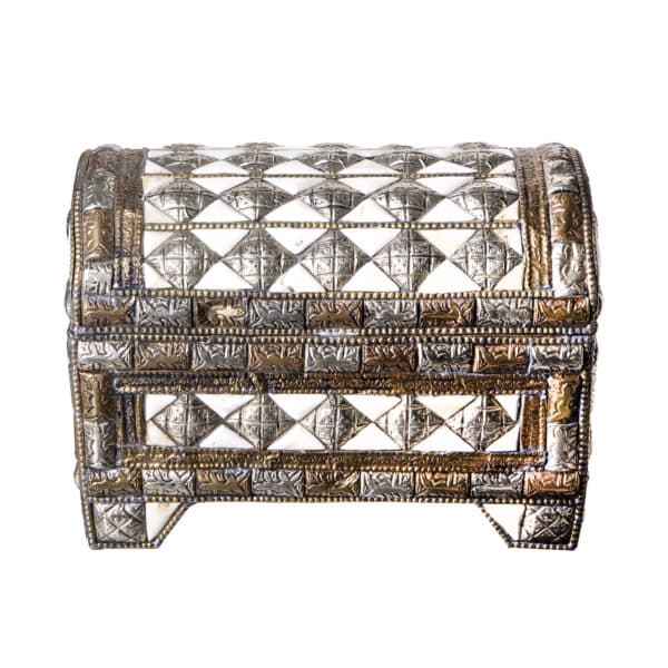 - Metallic Stone Carved Treasure Chest - Rubbish Interiors Inc.