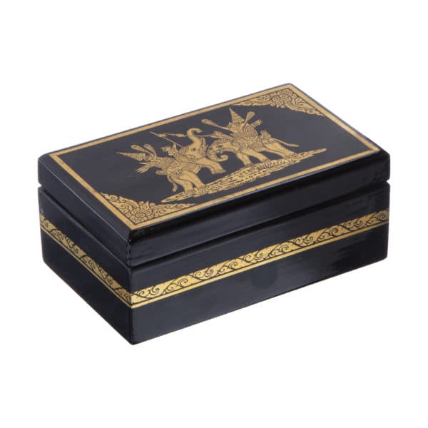 Accessories - Small 24k Gold/Black Chinoiserie Box - Rubbish Interiors Inc.