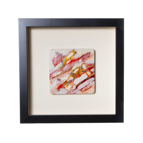 Art, Sold - Small Red Abstract Oil Painting By Wesley Johnson 10374 - Rubbish Interiors Inc.