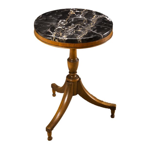 Tables, Sold - Small Tripod Table with Black Round Marble Top - Rubbish Interiors Inc.