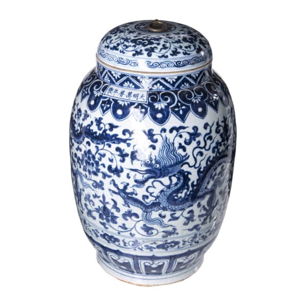 Accessories - Large Antique Blue and White Ginger Jar - Rubbish Interiors Inc.
