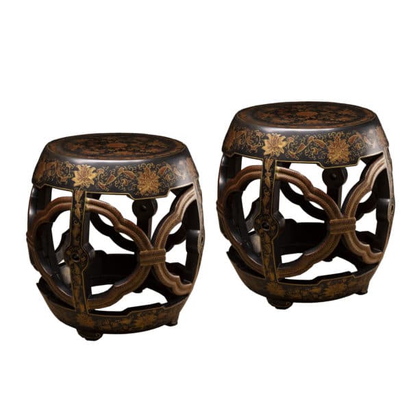 Tables - Asian Lacquer Round Chinoiserie Table/Stool 10341 - Rubbish Interiors Inc.
