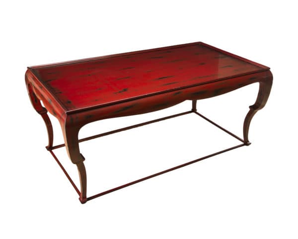 Tables - Beautiful 80's Red Lacquer Asian Style Coffee Table 10749 - Rubbish Interiors Inc.