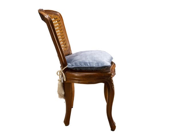 Seating, Sold - Antique Cain back French Child Chair With Blue Velvet Cushion 10724 - Rubbish Interiors Inc.