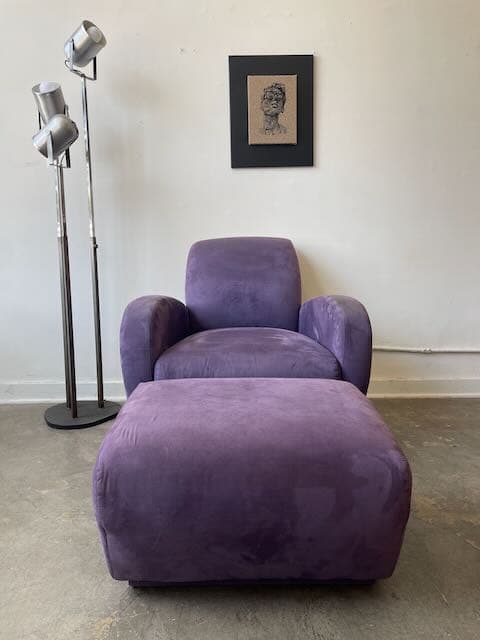 Postmodern Purple Chair & Ottoman Set
