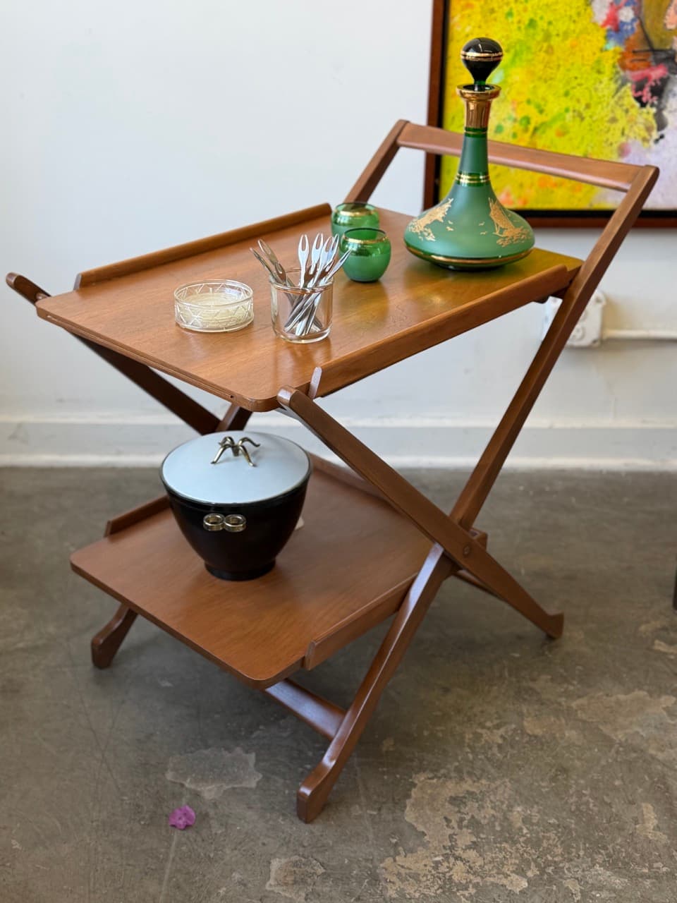 Vintage Yugoslavian Folding Bar Cart