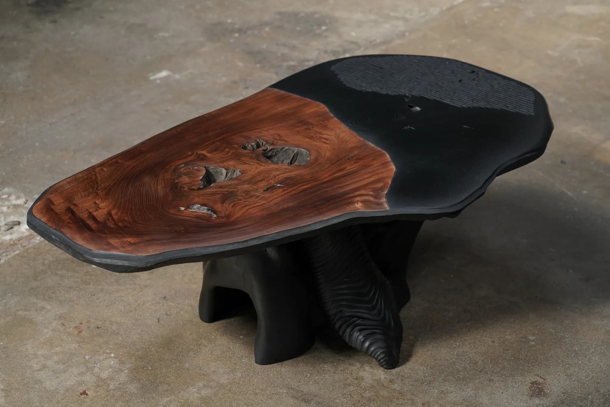 Two Tone Ripple Table with Sculpted Base