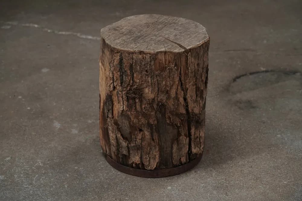 Stump Table with Metal Trim