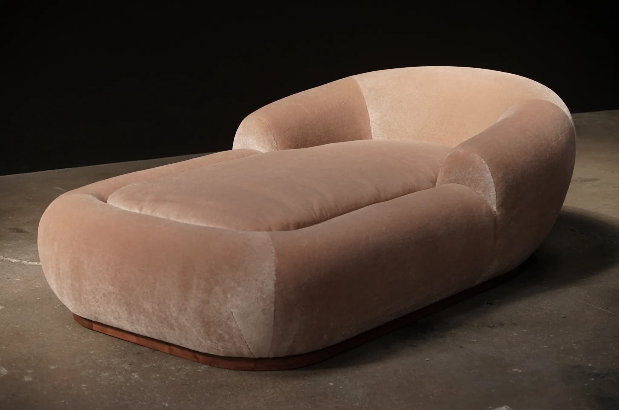 Stratus Chaise in Fawn Mohair, by Studio Balestra