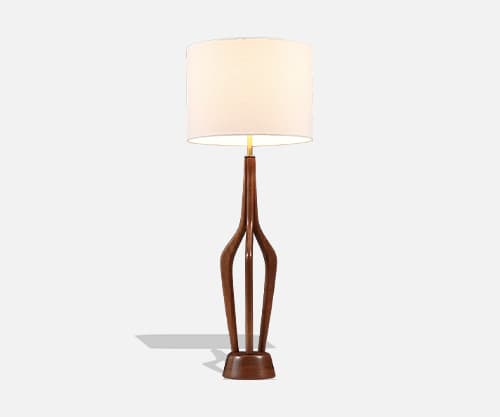David Shreve Sculpted Walnut & Brass Table Lamp for V.H. Woolums