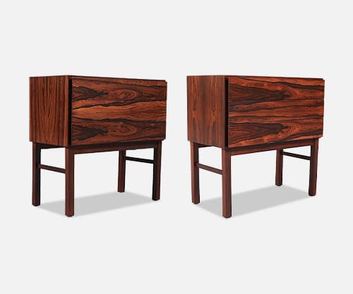 Danish Modern 3-Drawer Rosewood Night Stands