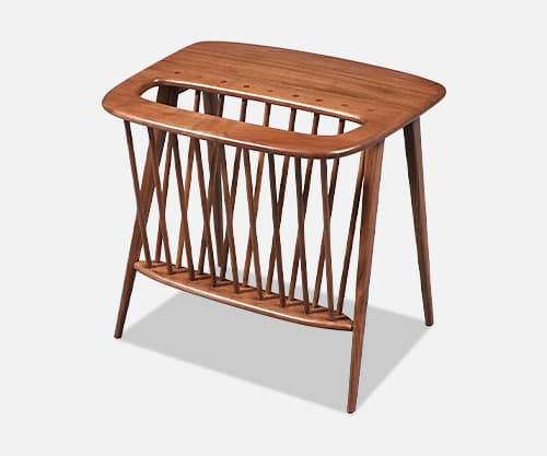 Arthur Umanoff Mid-Century Spindle Side Table With Magazine Shelf