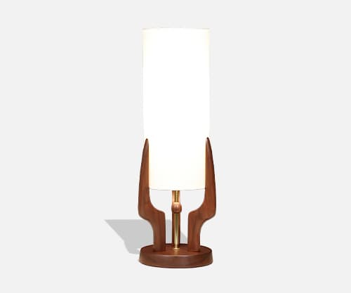 David Shreve Sculptural Walnut Table Lamp for V.H. Woolums