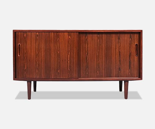 Danish Modern Rosewood Credenza w/ Sliding Doors by Carlo Jensen