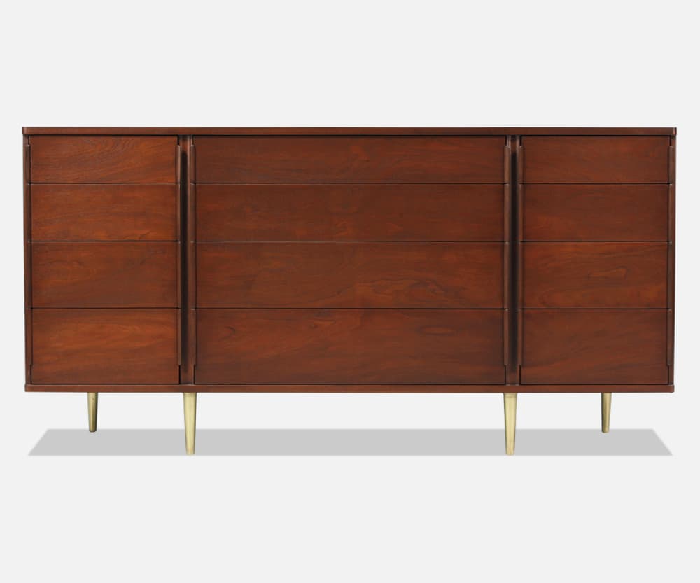 Edward J. Wormley Model 5272A Dresser with Brass Taper Legs for Dunbar