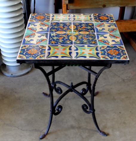 Vintage Wrought Iron Tile Top Table