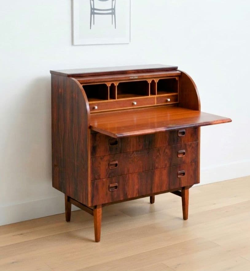 Vintage Danish Rosewood Secretary Desk by Egon Ostergaard