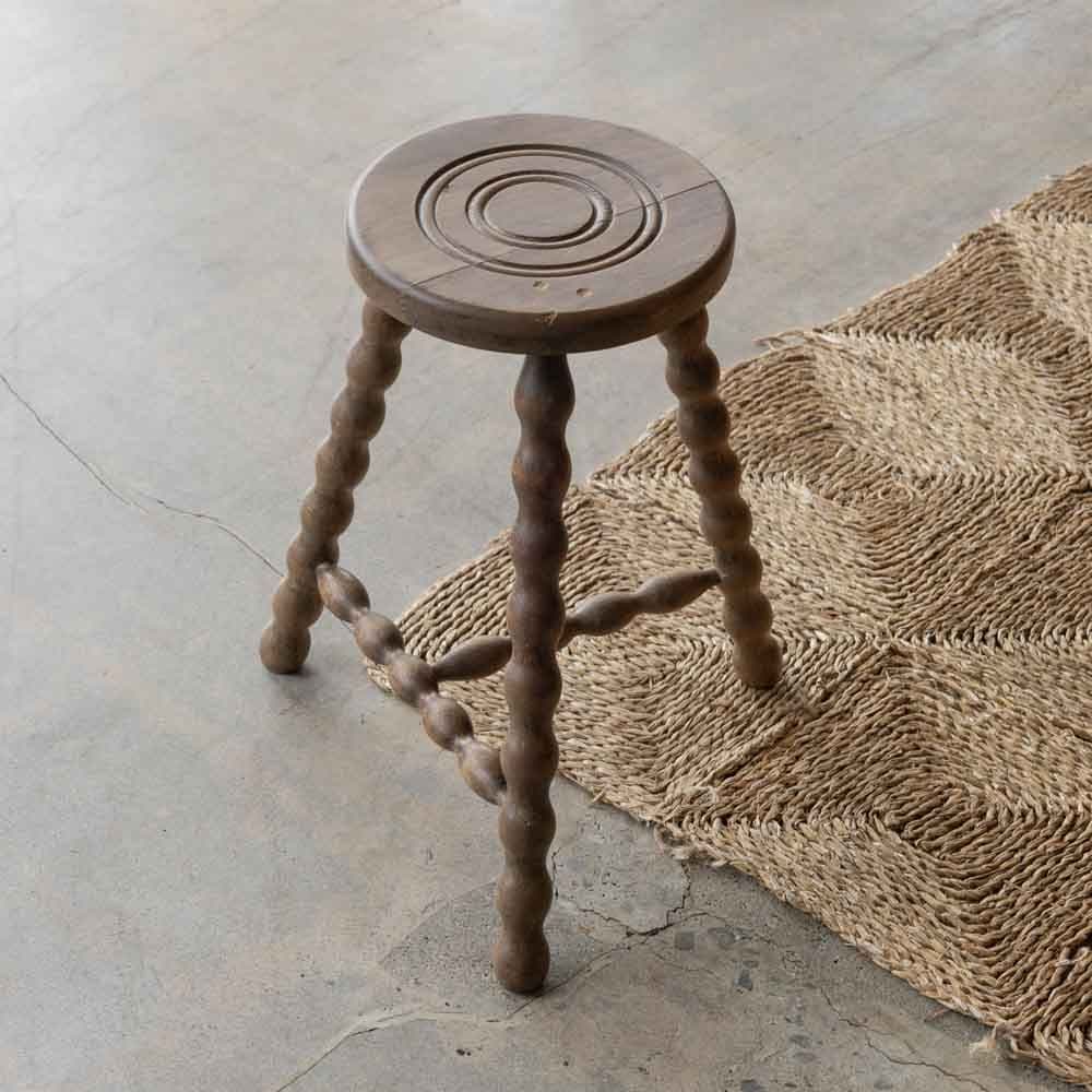 Tall French Wood Tripod Stool