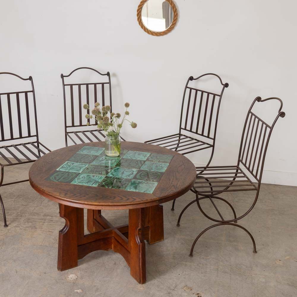 1940s French Iron Dining Chairs, Set of 4