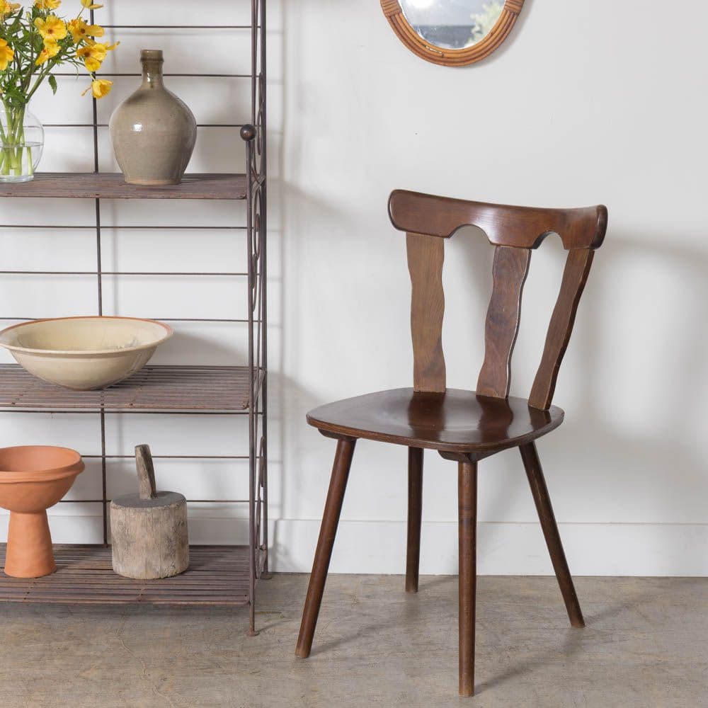 French Wood Brutalist Chair